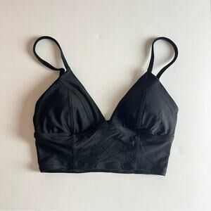 Aerie Triangle Bralette Black Swim Top